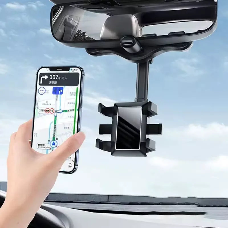 Suporte para Celular no Retrovisor do Carro – Ajustável 360°, Fixação Segura para Smartphone e GPS