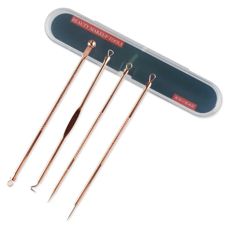 Kit 4 Peças Removedor de Cravos e Espinhas em Aço Inox