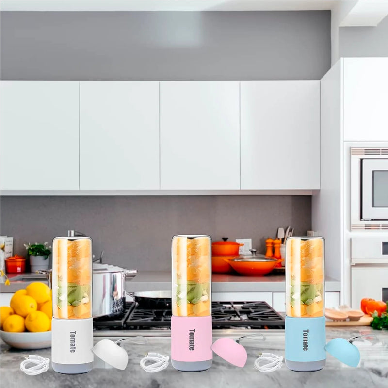Mini Liquidificador Portátil 330ml com 6 Lâminas Inox e USB