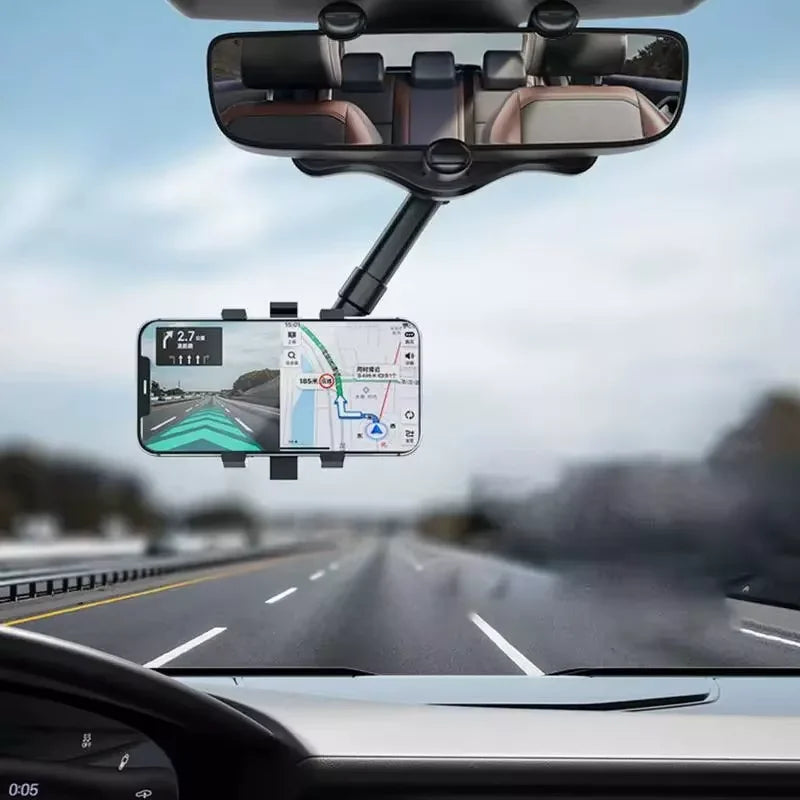 Suporte para Celular no Retrovisor do Carro – Ajustável 360°, Fixação Segura para Smartphone e GPS