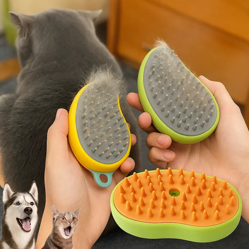 Escova a vapor para cão e gato 3 em 1