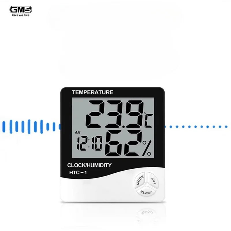 Termômetro e Higrômetro Digital LCD – Medidor de Temperatura e Umidade Interno e Externo com Relógio