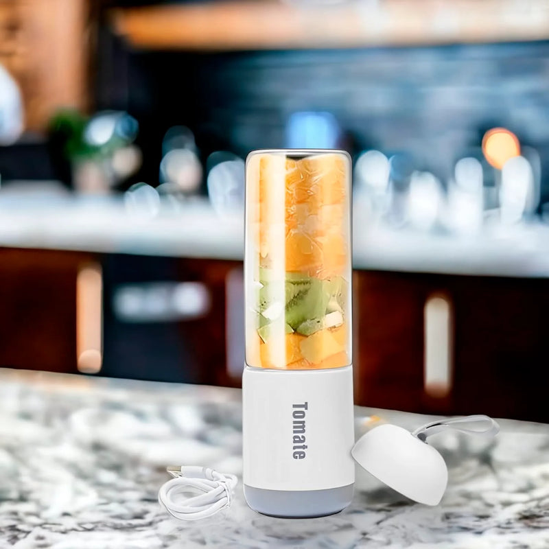 Mini Liquidificador Portátil 330ml com 6 Lâminas Inox e USB