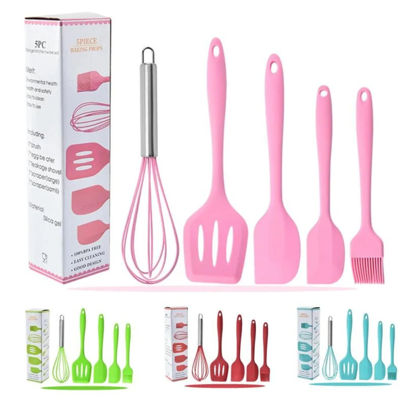 Kit 5 Utensílios de Cozinha – Cores Sortidas, Design Moderno e Resistente