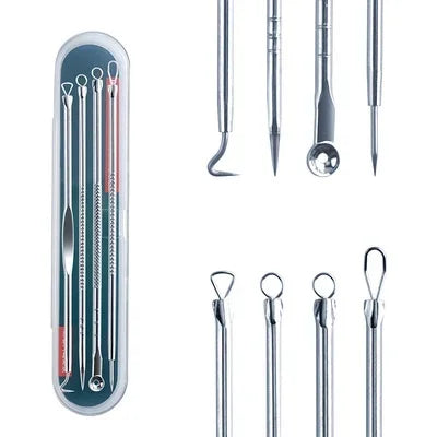 Kit 4 Peças Removedor de Cravos e Espinhas em Aço Inox
