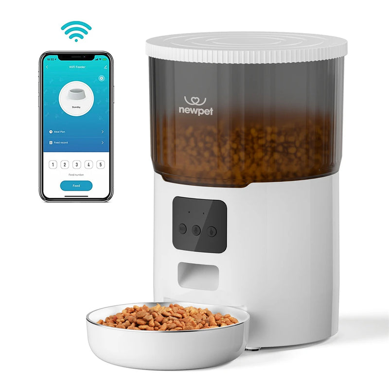 Comedouro Automático WiFi 4L – Capacidade Grande, Programação e Voz para Cães e Gatos