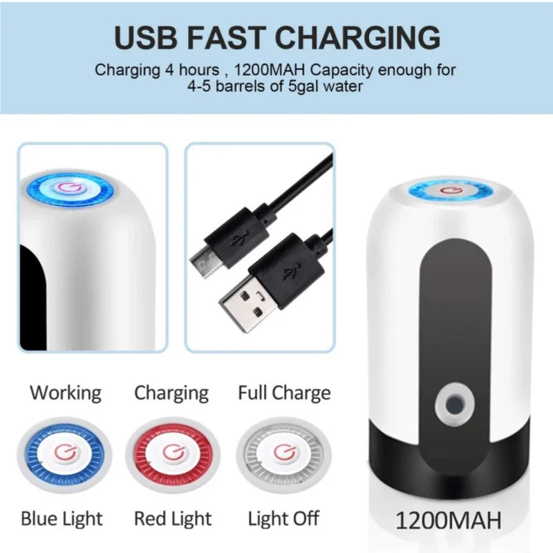 Bomba de Água Elétrica USB – Dispensador Automático Portátil para Camping