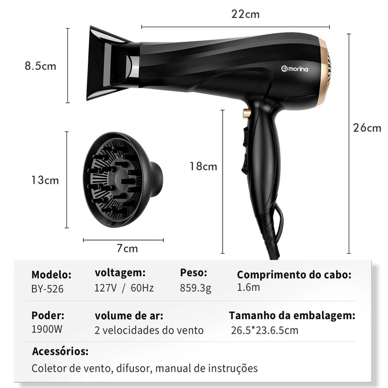 Hair dryer, hair dryer, 110 Hair Dryer V-127V 1900W Black/Golden, electric hair dryer