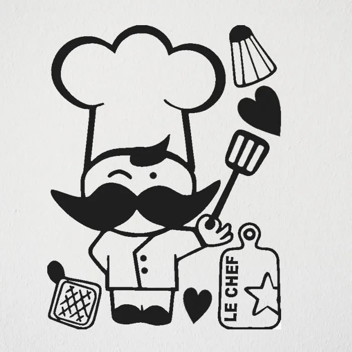 Adesivo Decorativo Chef – Para Cozinha, Restaurante e Cafeteria