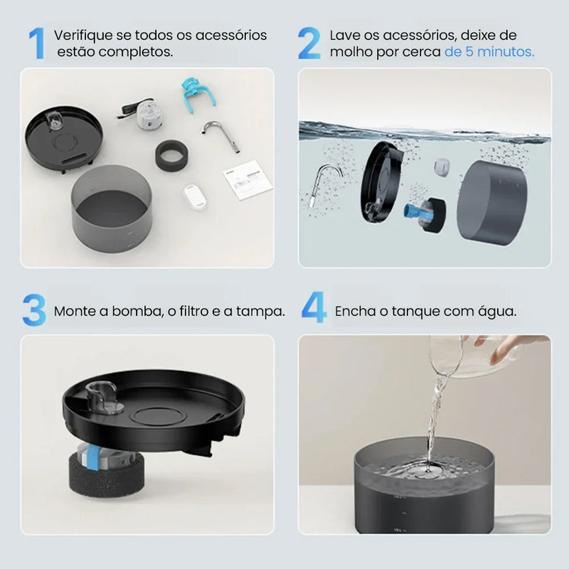 Bebedouro de água para Gatos e Cães Filtro automático
